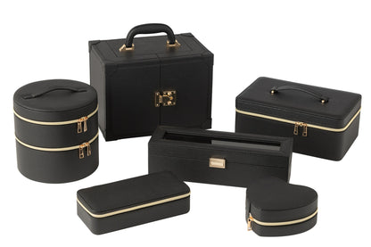 Maletín de Joyas con Asa de Polipiel Negro J-Line