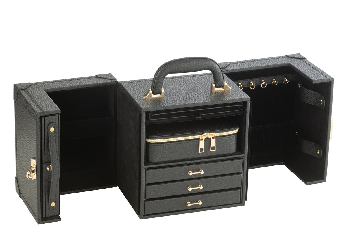 Maletín de Joyas con Asa de Polipiel Negro J-Line