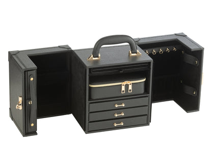 Maletín de Joyas con Asa de Polipiel Negro J-Line