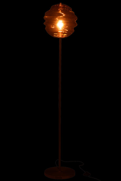 Lámpara de pie de cristal marrón, altura 156 cm, J-Line