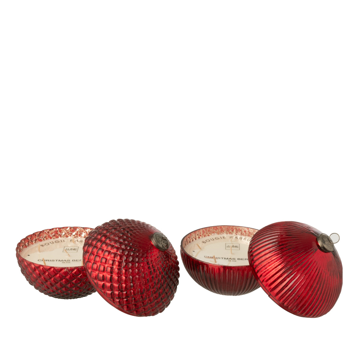 Vela aromática Bola de Navidad de cristal Rojo navideño Set grande de 2 J-Line