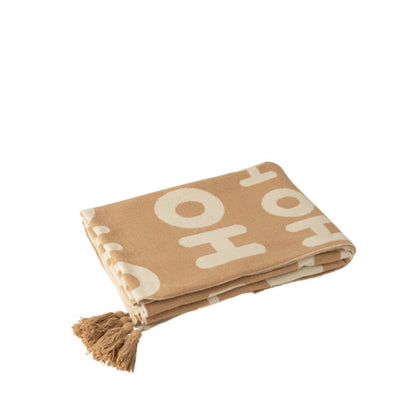 Pack navideño de plaid y cojines navideños HoHoHo beige/blanco J-Line
