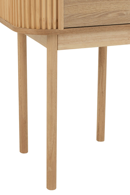 Mesita de noche redonda MDF/madera de pino natural J-Line