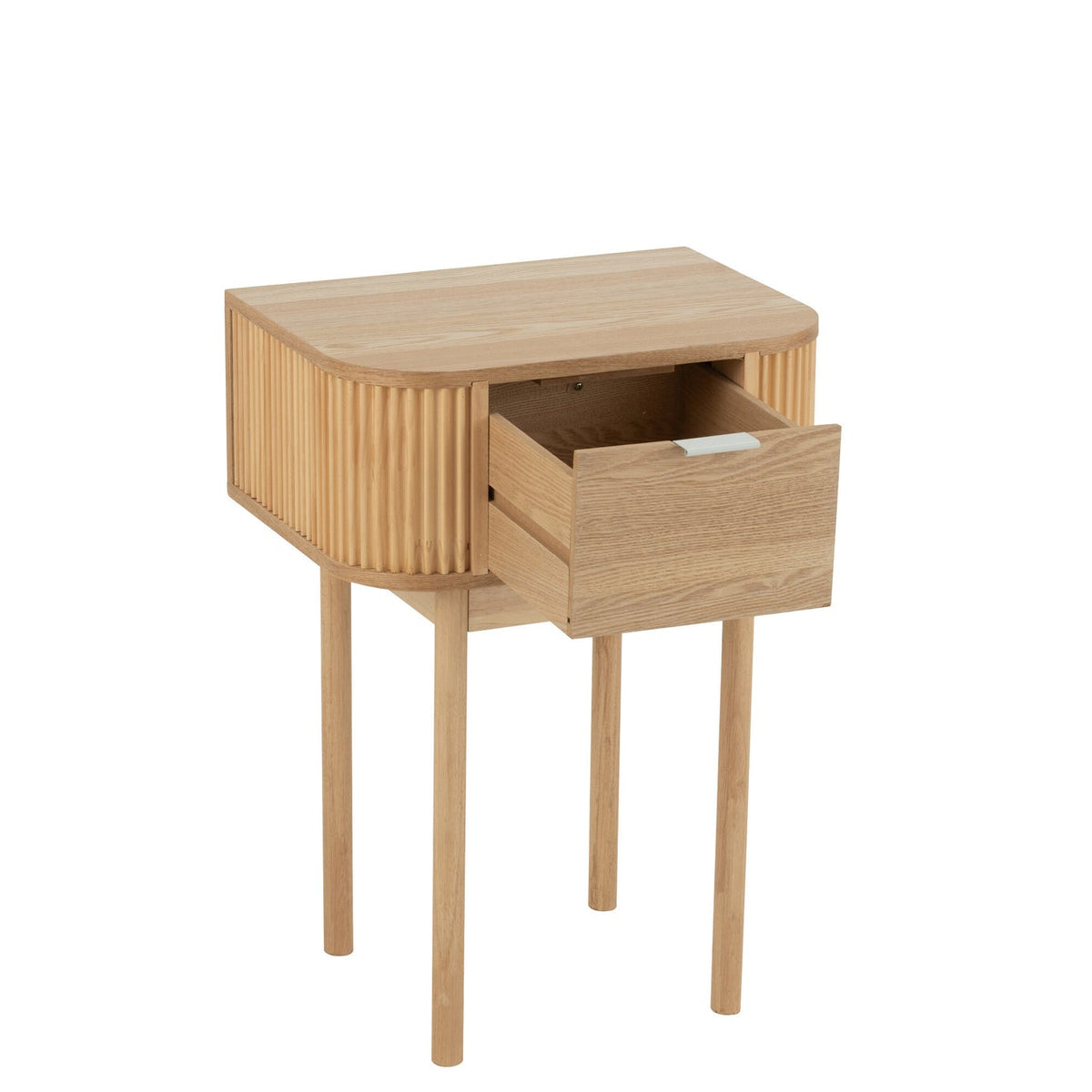 Mesita de noche redonda MDF/madera de pino natural J-Line