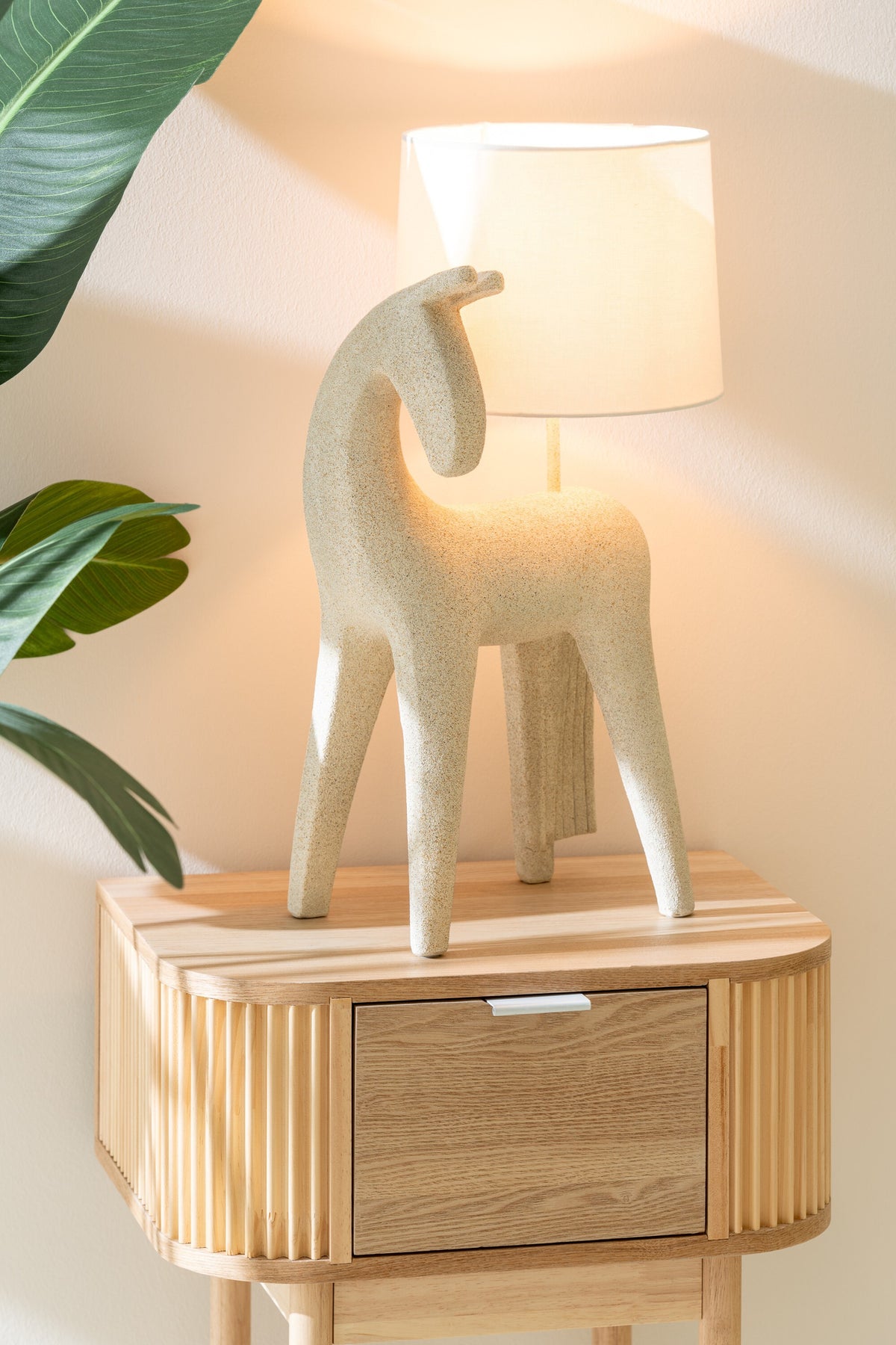 Mesita de noche redonda MDF/madera de pino natural J-Line