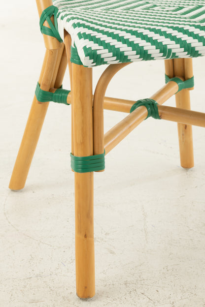 Silla de ratán verde oscuro/blanco J-Line