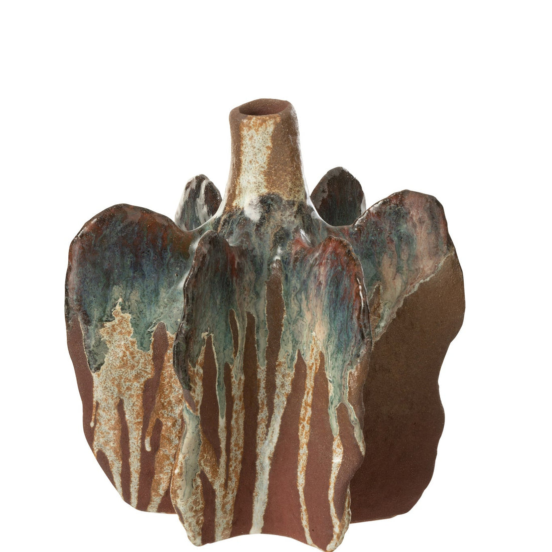 Jarrón Naga Cerámica Marrón Óxido Mediano 18,5x18x20,5cm J-Line