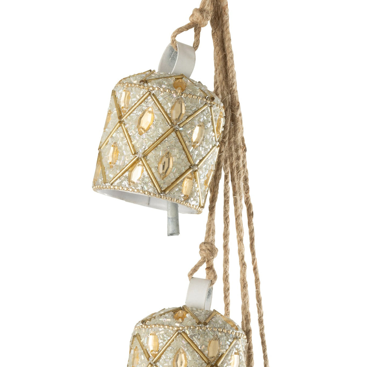 Colgante 7 Burbujas Hierro/Cuentas Blanco/Color Dorado J-Line