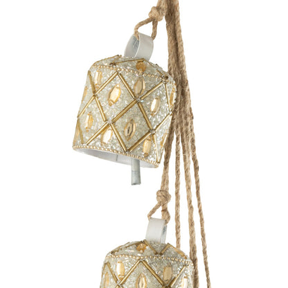Colgante 7 Burbujas Hierro/Cuentas Blanco/Color Dorado J-Line
