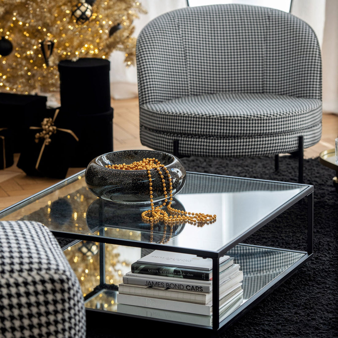 Plato decorativo Carol Vidrio Negro Grande