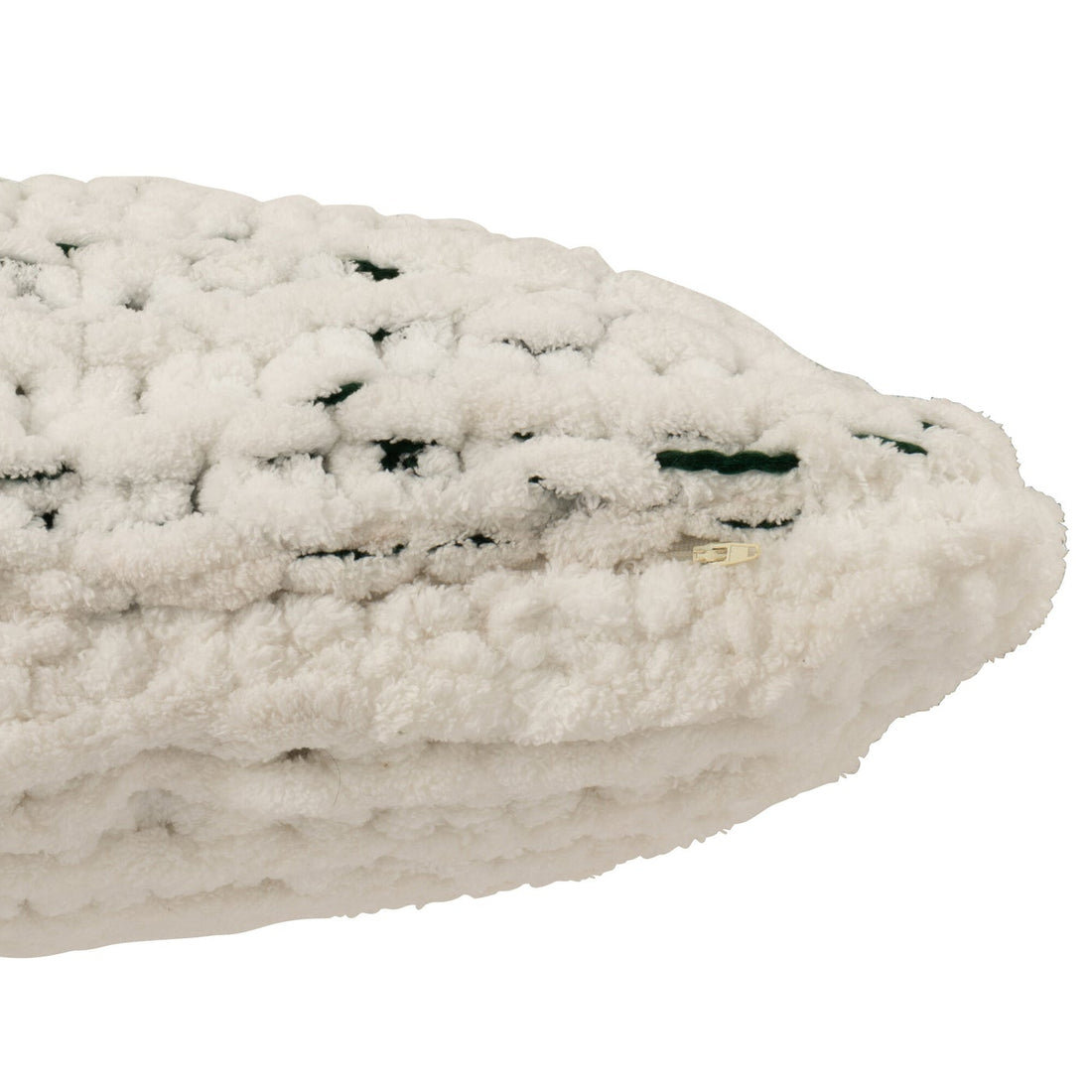 Cojín de punto de poliéster blanco/verde oscuro J-Line