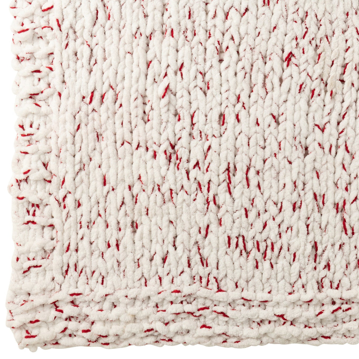 Manta de punto de poliéster blanco/rojo navideño J-Line
