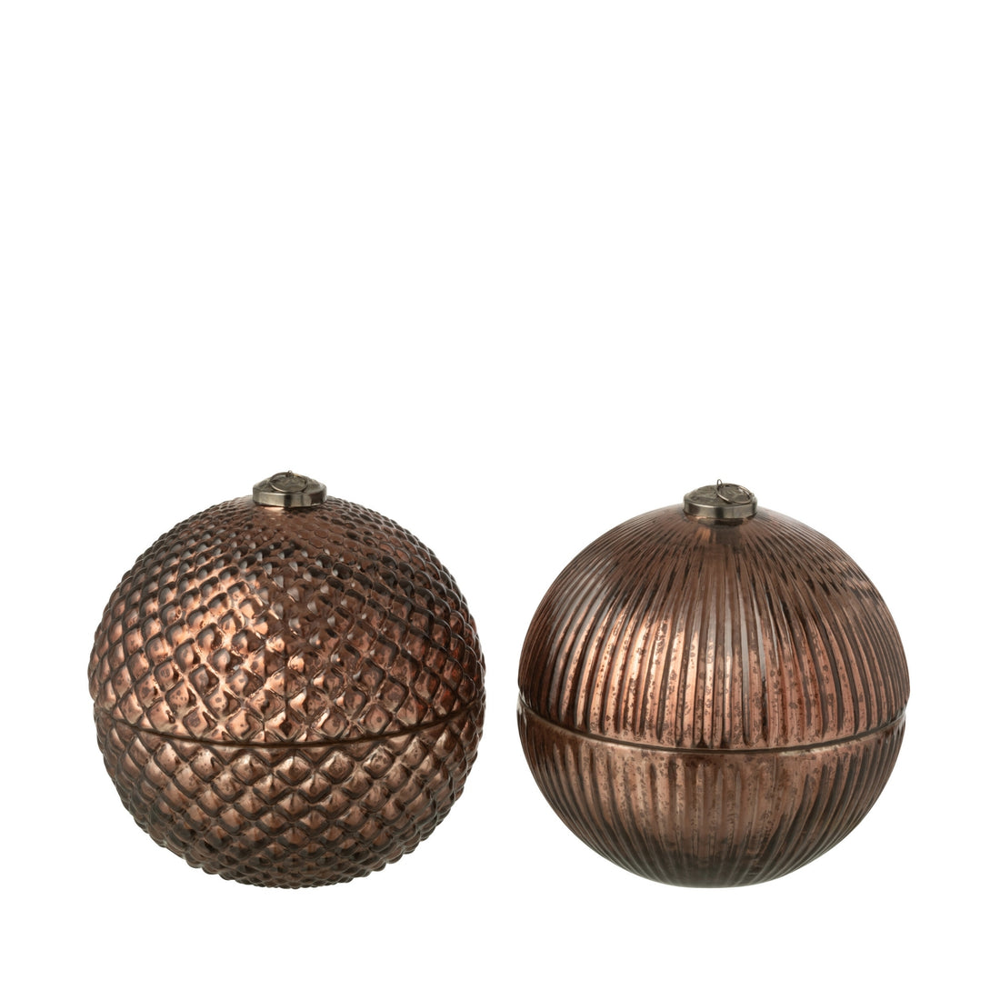 Vela aromática Bola de Navidad de Vidrio Marrón Grande Set de 2 J-Line