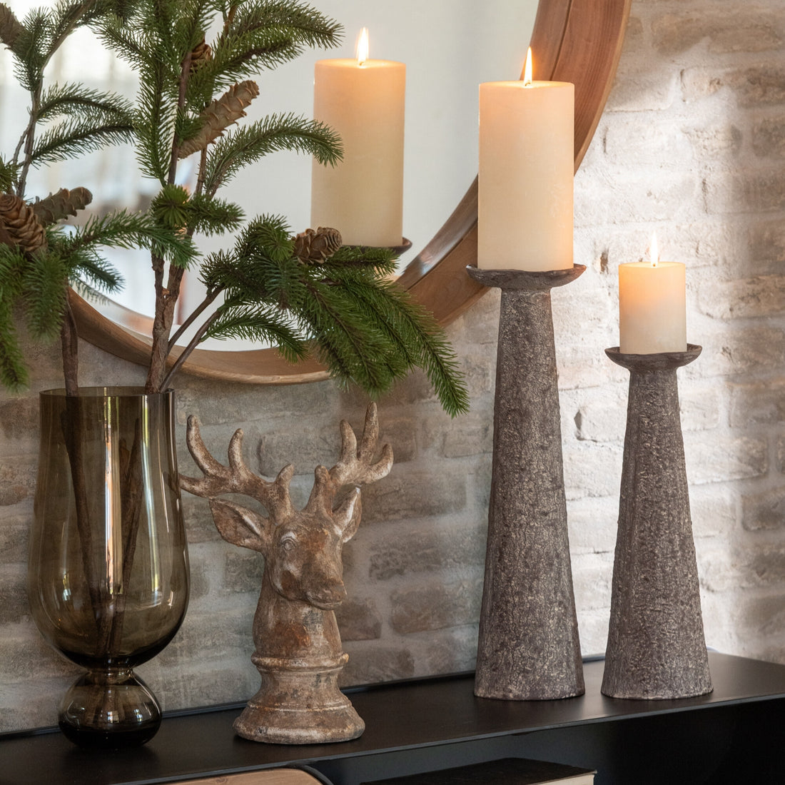 Juego de 2 candelabros marrones J-Line