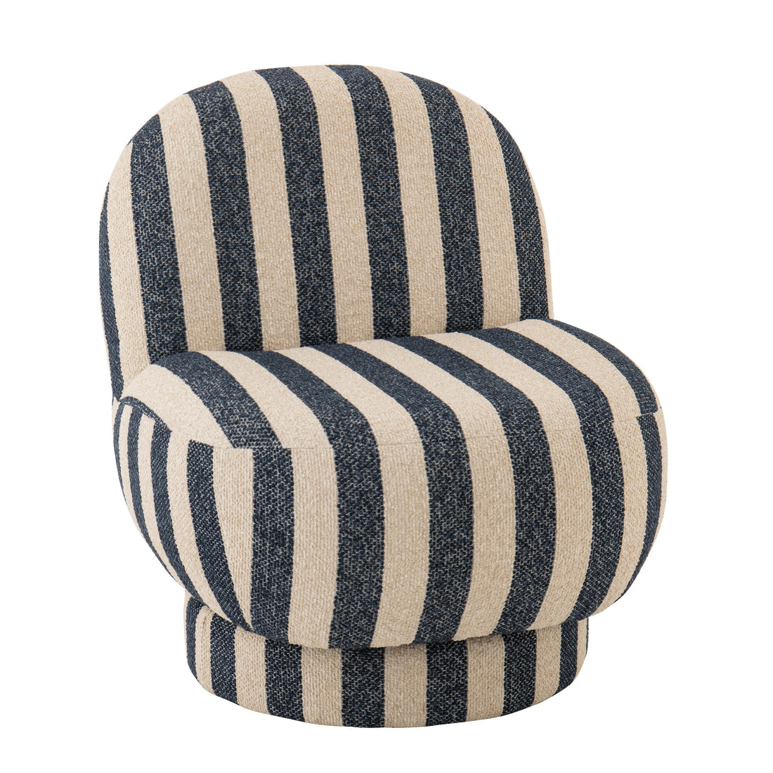Sillón Lounge de Tela a Rayas Azul/Blanco Roto J-Line