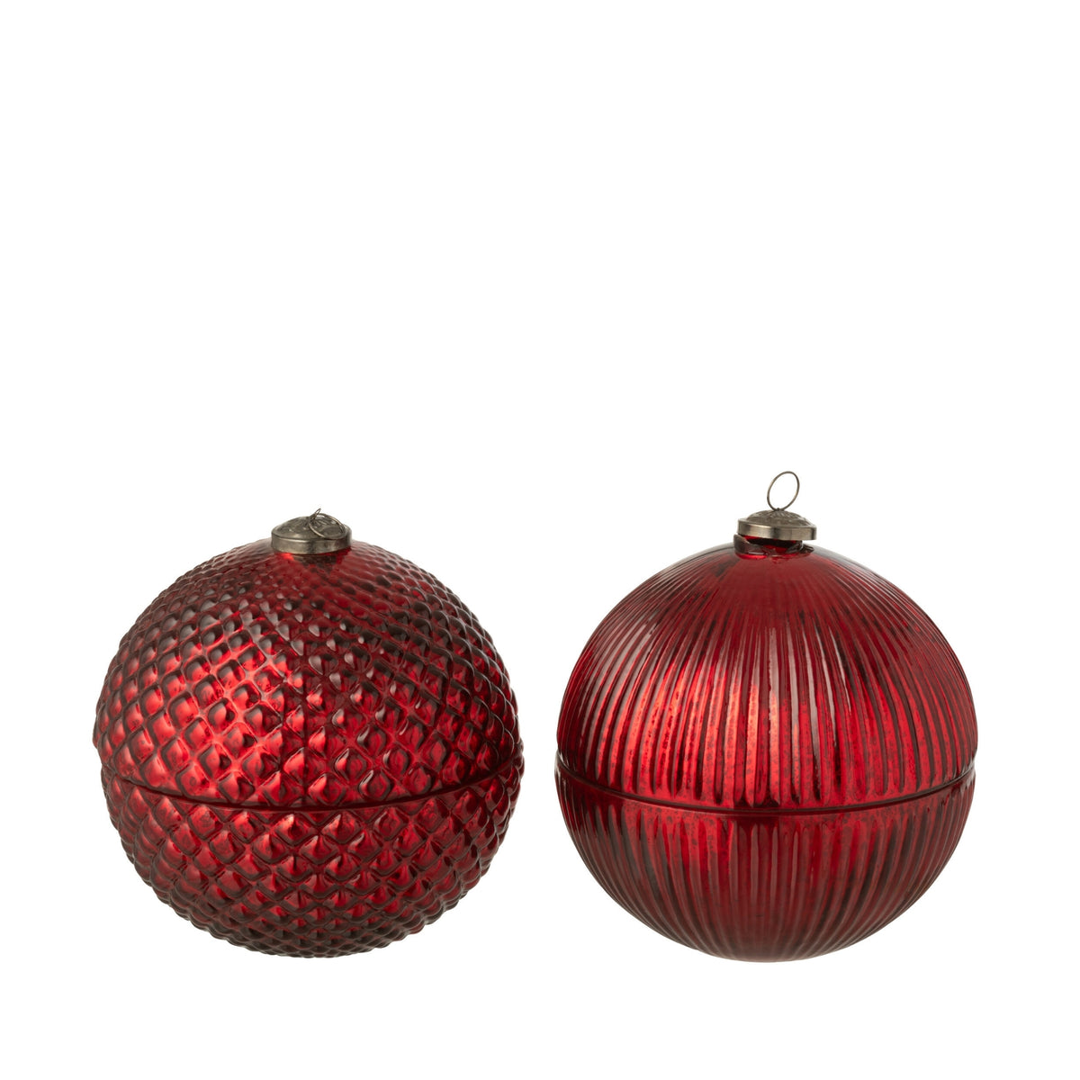 Vela aromática Bola de Navidad de cristal Rojo navideño Set grande de 2 J-Line