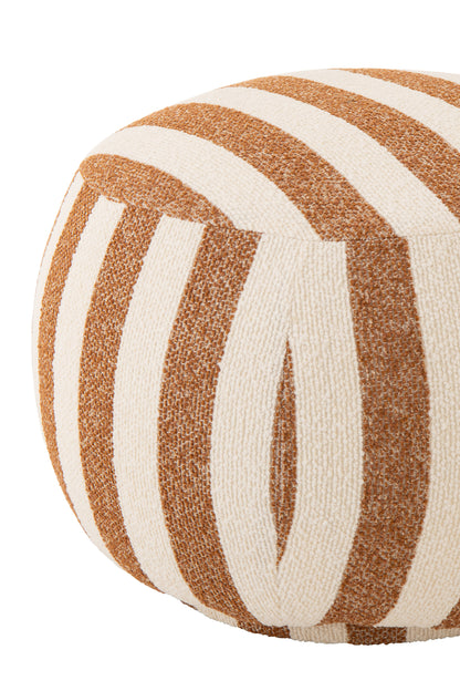Sillón con otomana de tela a rayas camel/blanco roto J-Line