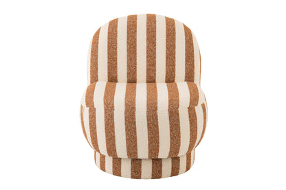 Sillón con otomana de tela a rayas camel/blanco roto J-Line