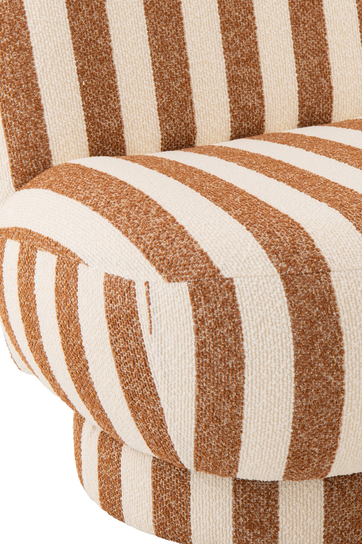 Sillón con otomana de tela a rayas camel/blanco roto J-Line