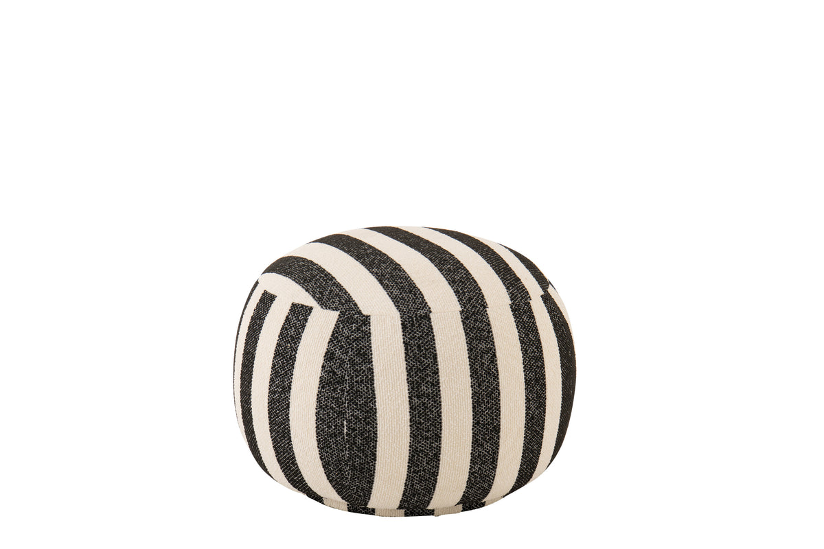 Sillón Lounge de Tela a Rayas Negro/Blanco Roto J-Line