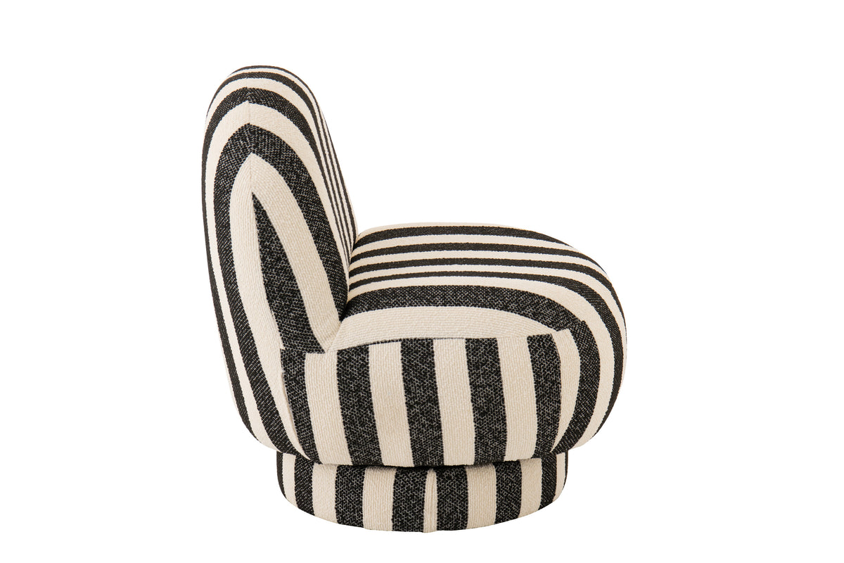 Sillón Lounge de Tela a Rayas Negro/Blanco Roto J-Line