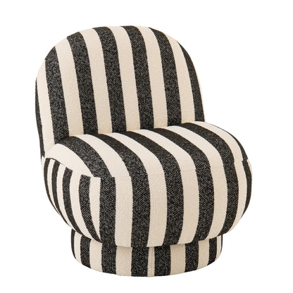 Sillón Lounge de Tela a Rayas Negro/Blanco Roto J-Line