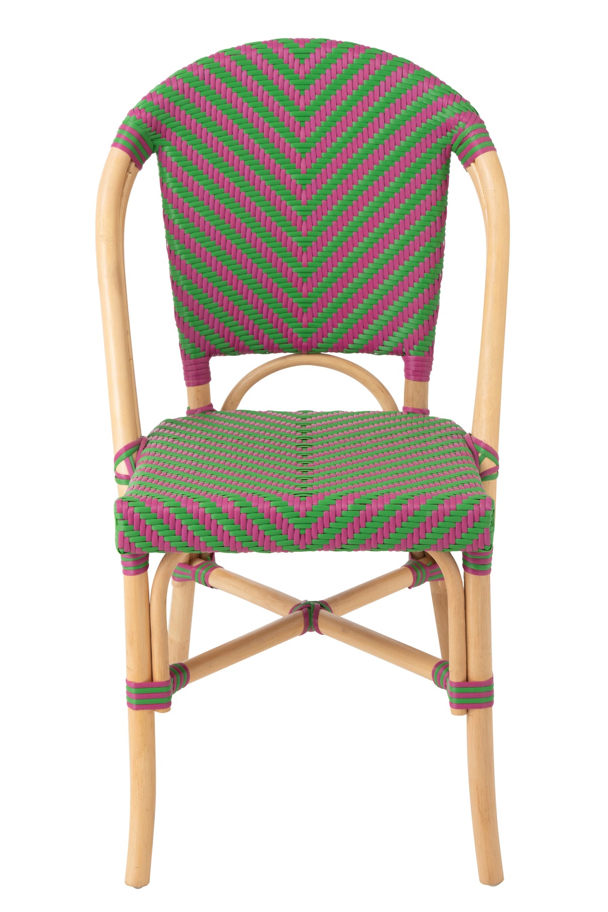 Silla de exterior Geo redonda de ratán rosa/verde J-Line