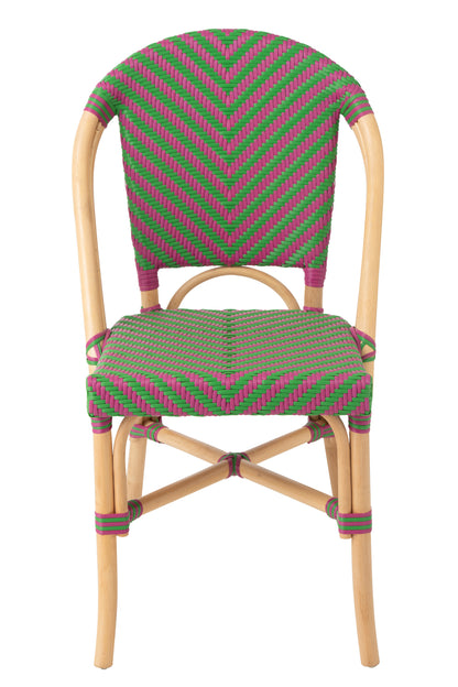 Silla de exterior Geo redonda de ratán rosa/verde J-Line