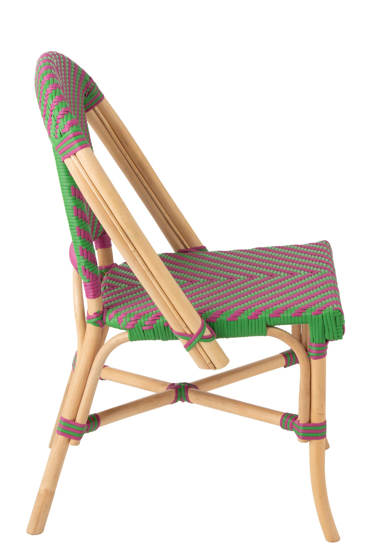 Silla de exterior Geo redonda de ratán rosa/verde J-Line