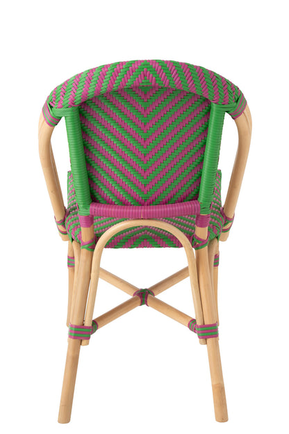 Silla de exterior Geo redonda de ratán rosa/verde J-Line