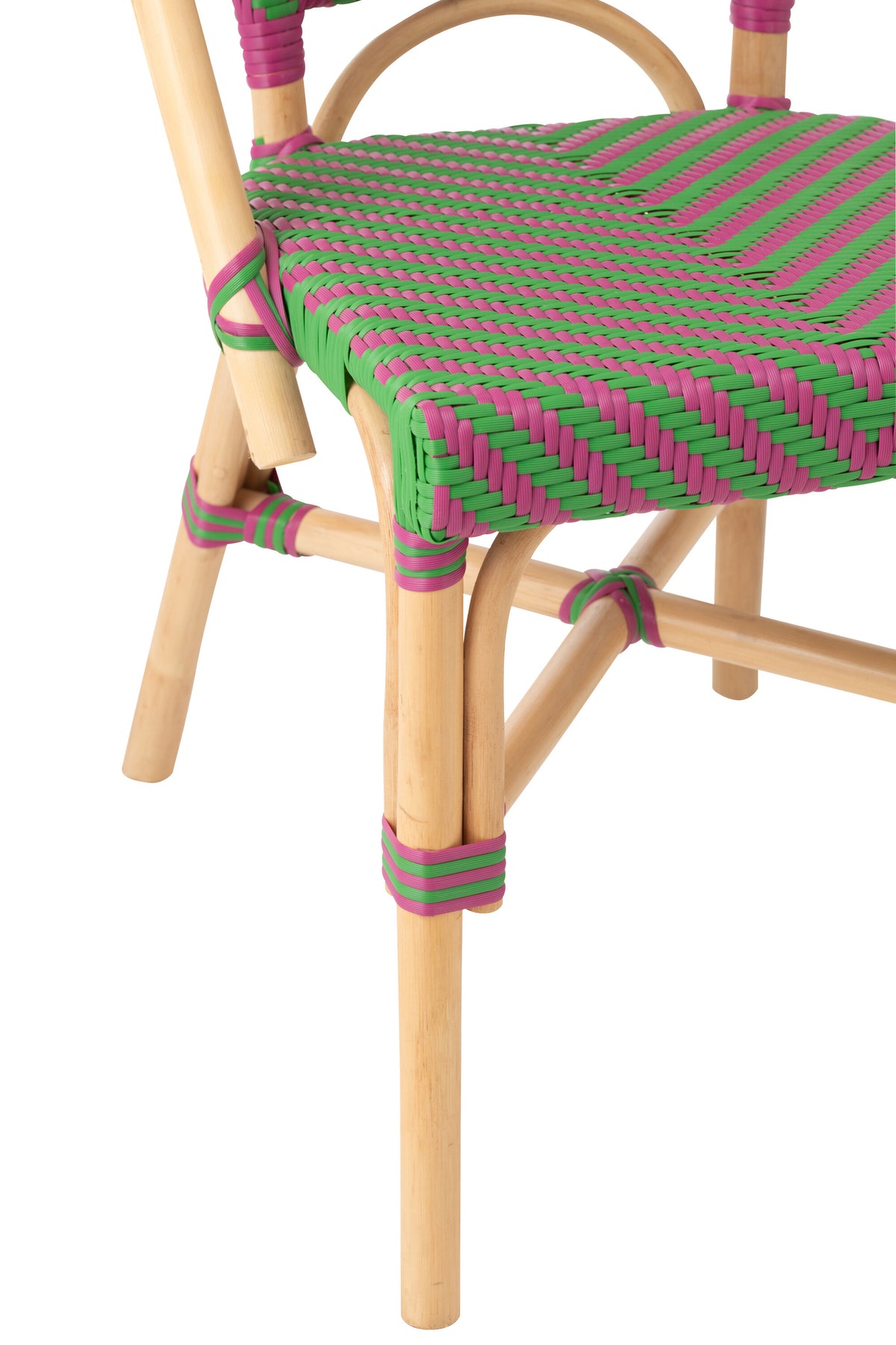 Silla de exterior Geo redonda de ratán rosa/verde J-Line