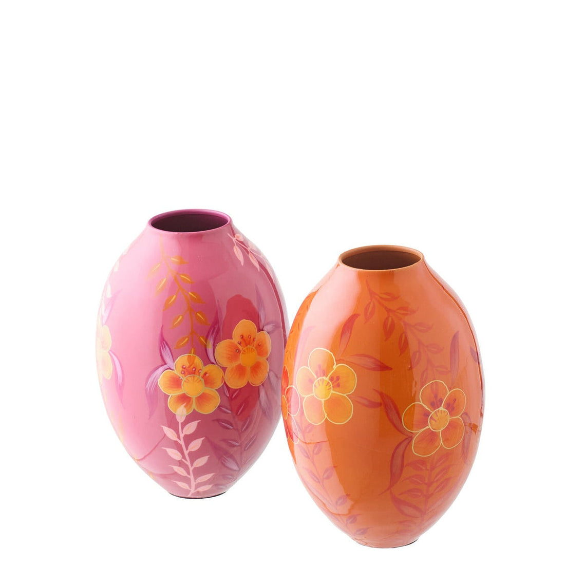 J-Line - Florero de metal rosa/naranja, pequeño, surtido de 2 unidades
