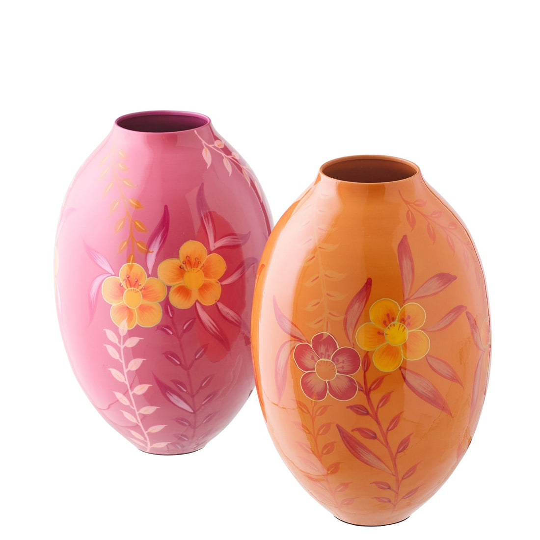 J-Line - Florero de metal rosa/naranja, tamaño grande, surtido de 2 unidades