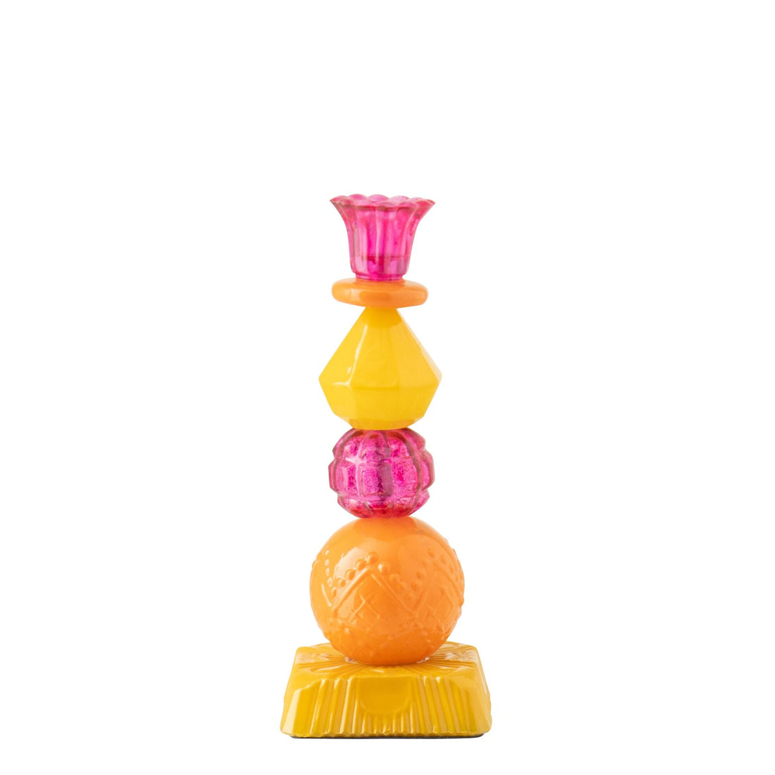 Portavelas de vidrio naranja/rosa pequeño J-Line