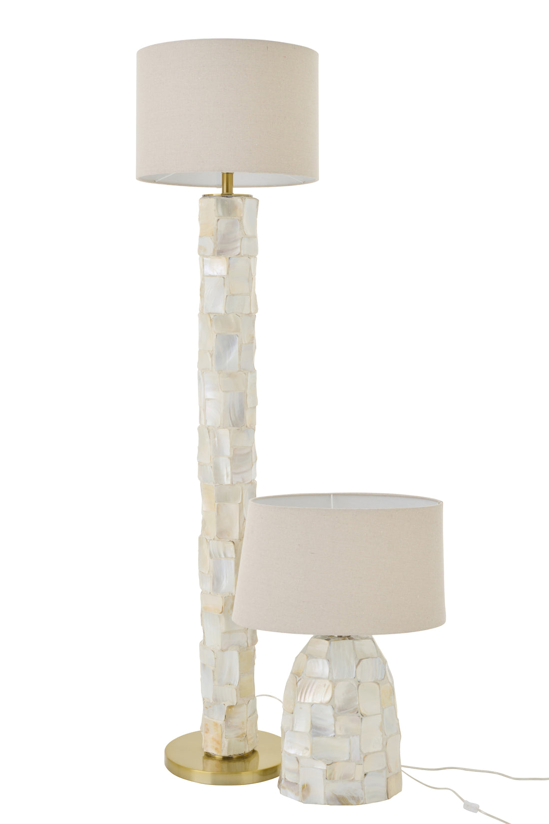 Lámpara de pie Efecto Perla Concha Blanco Roto/Beige Claro J-Line