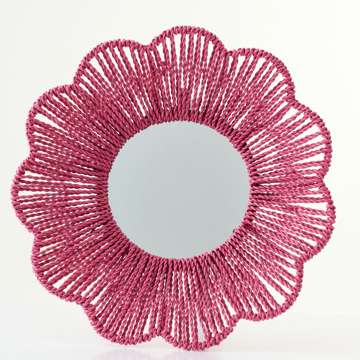 Espejo de pared de rafia rosa oscuro J-Line
