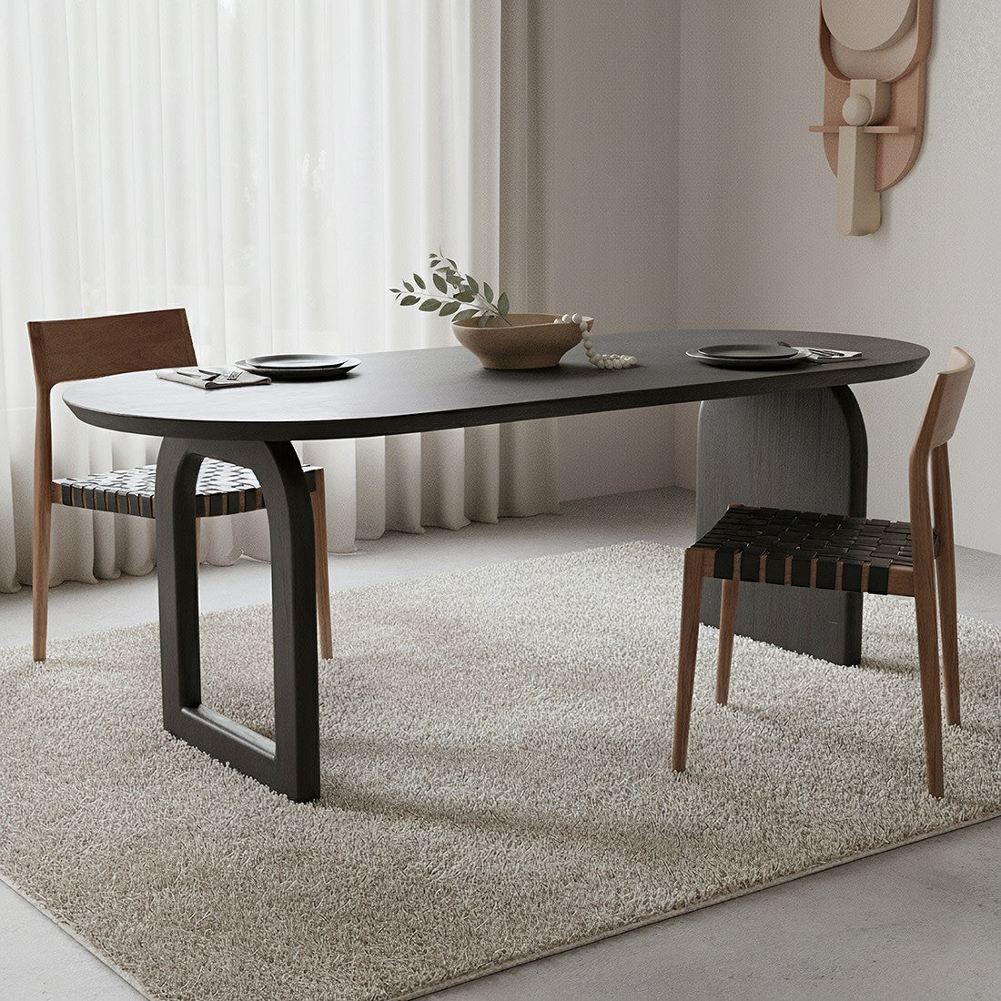 Mesa de comedor Bullnose Mix Negro 180cm Raw Materials