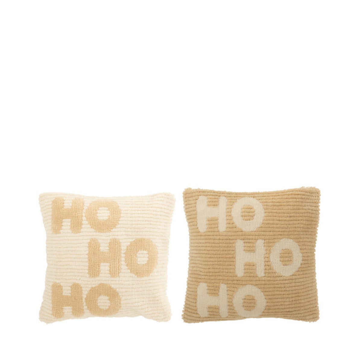 Pack navideño de plaid y cojines navideños HoHoHo beige/blanco J-Line