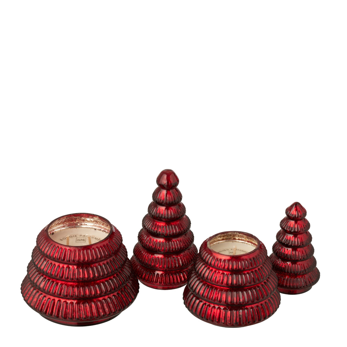 Vela aromática Árbol de vidrio acanalado Rojo navideño Grande J-Line