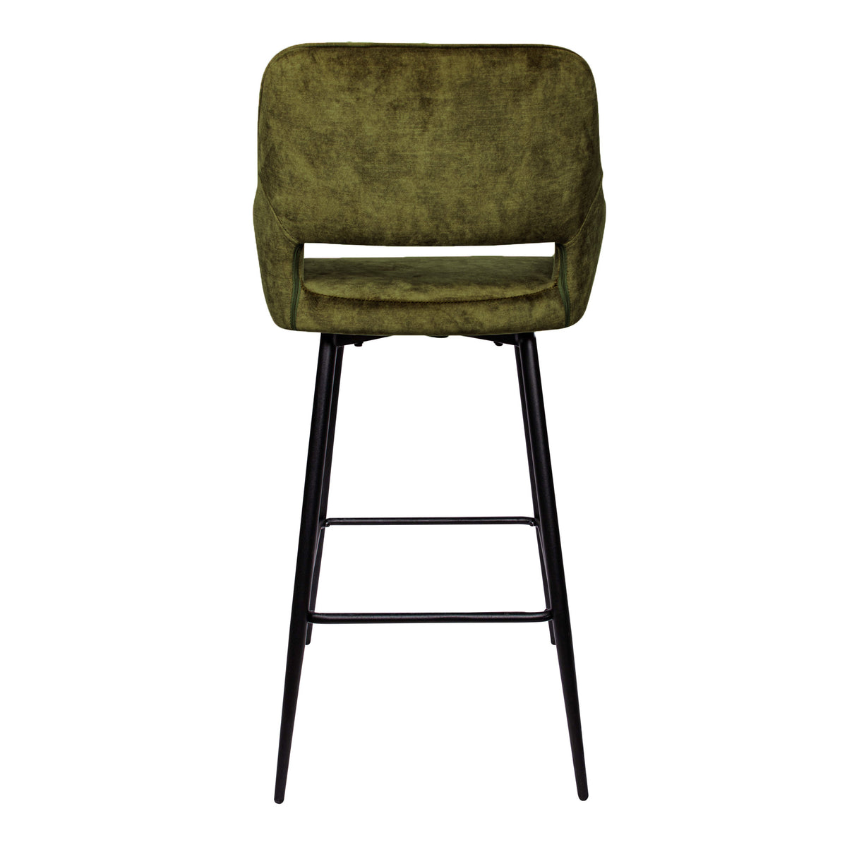Taburete de bar Fallon Velvet Green con patas de metal negro, juego de 2, KD, PTMD