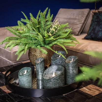Set de 5 velas LED verde oscuro rústico PTMD