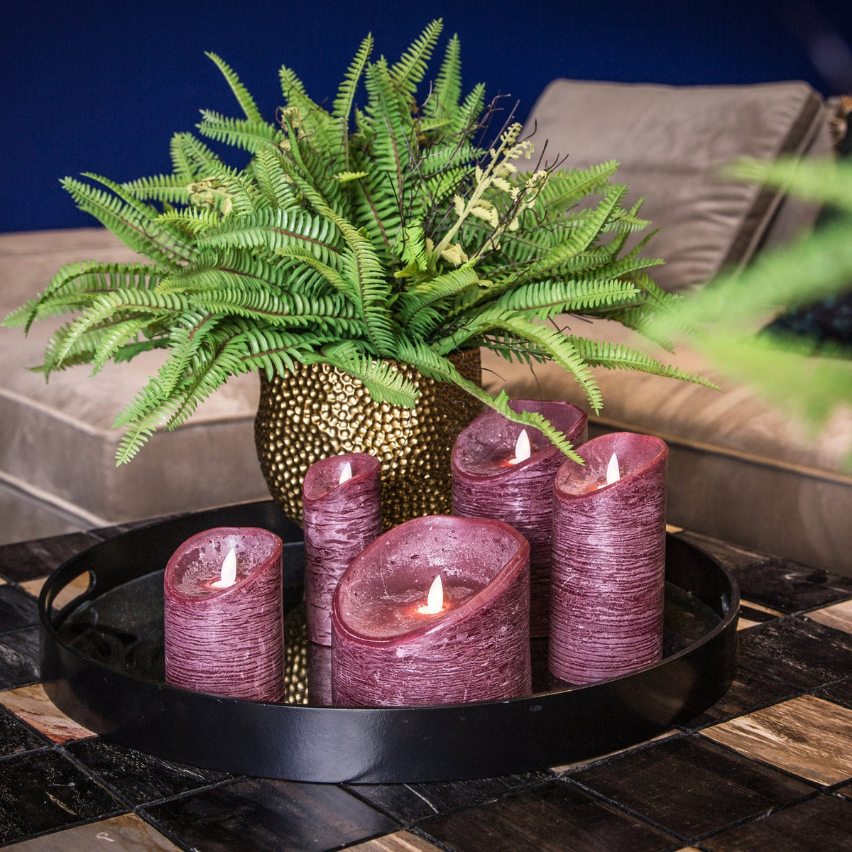 Set de 5 velas LED Borgoña rústica PTMD