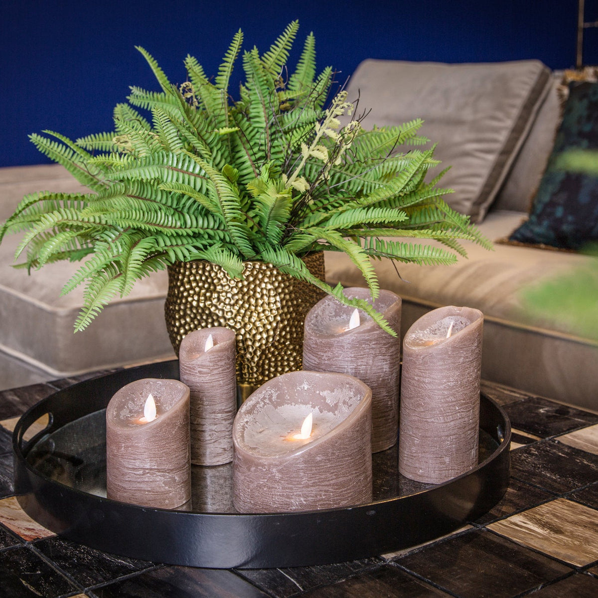 Set de 5 velas LED Stone Brown PTMD