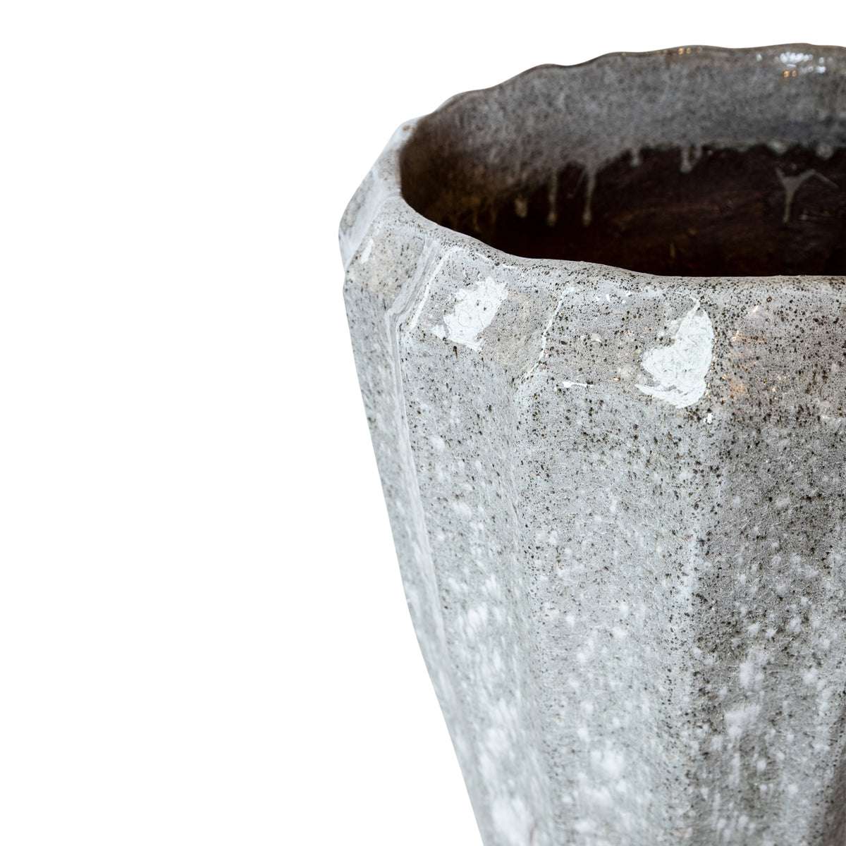 Maceta de cerámica blanca Olver pequeña Ø48x90cm PTMD