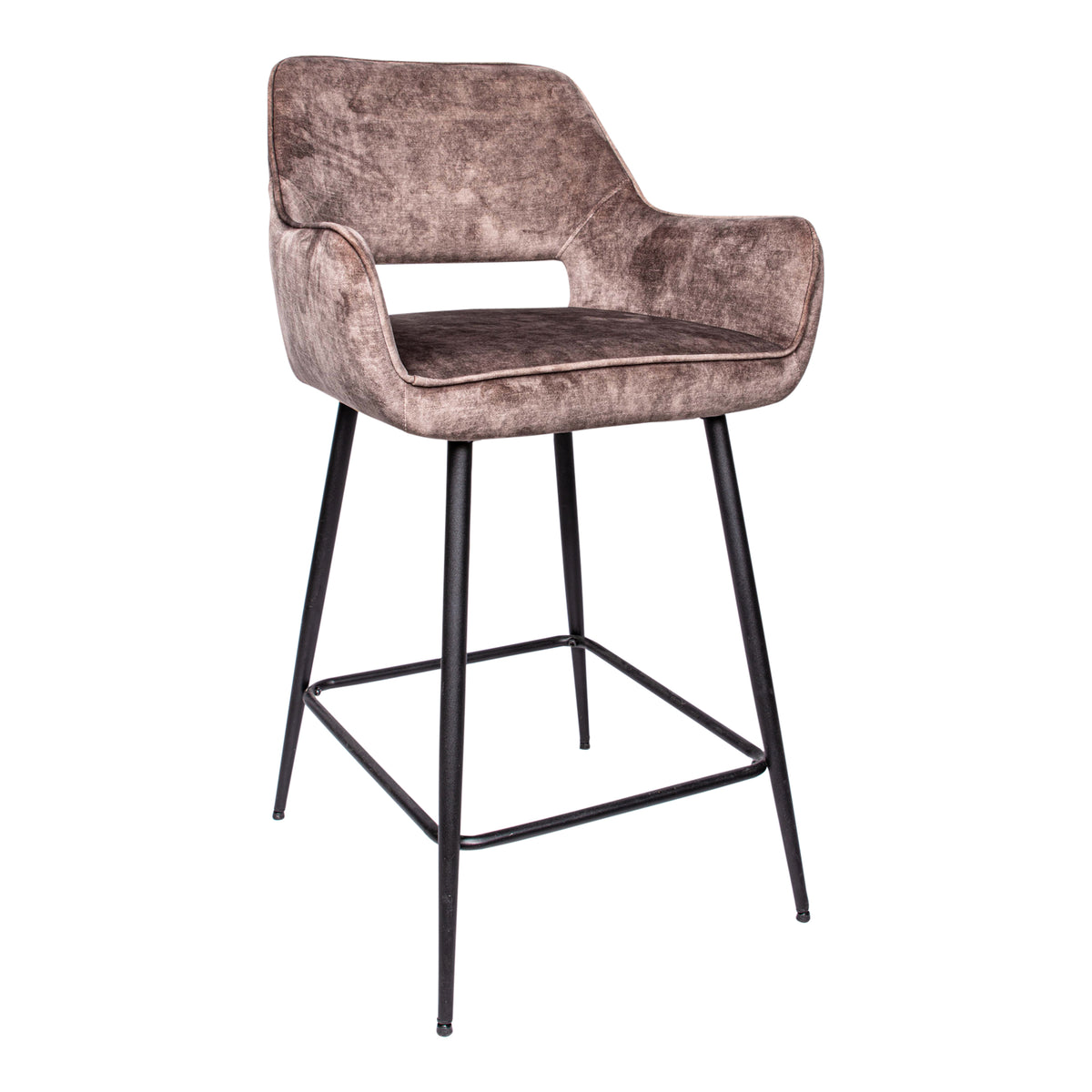 Juego de 2 taburetes de bar Fal Low Velvet marrón PTMD