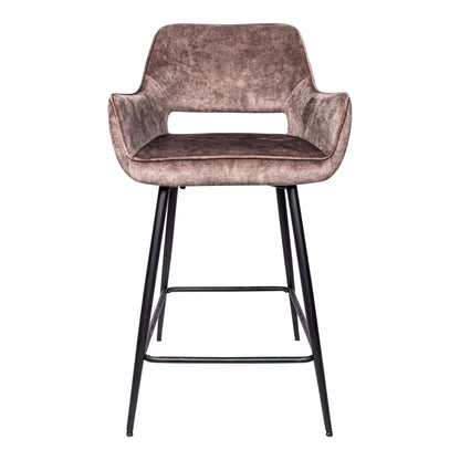 Juego de 2 taburetes de bar Fal Low Velvet marrón PTMD