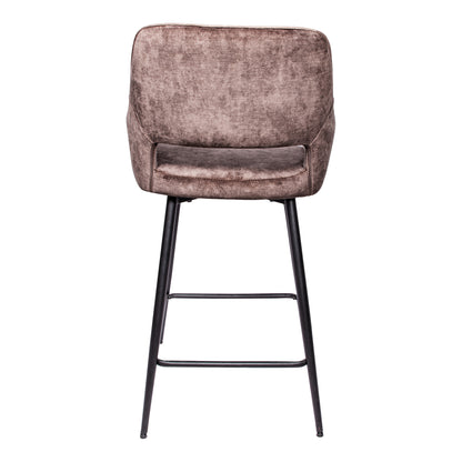 Juego de 2 taburetes de bar Fal Low Velvet marrón PTMD