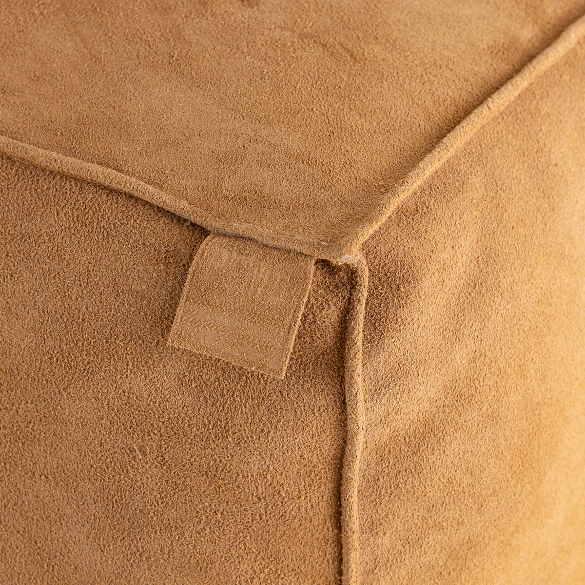 Puf Marieke de ante y piel, rectangular, color camel, PTMD