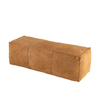 Puf Marieke de ante y piel, rectangular, color camel, PTMD
