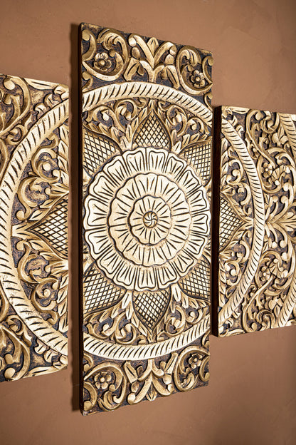 Panel de pared Sharlene - 180x90cm - MDF - Dorado PTMD